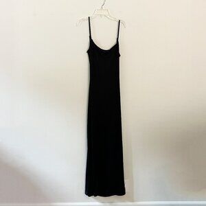 heart & hips // black maxi dress with back strappy cutout L